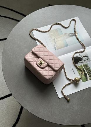 Сумка mini classic single flap in pink/gold