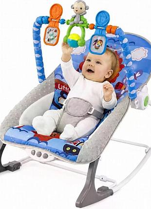 Blue baby bouncer 27243 з музикою, вібрацією та ігровою дугою