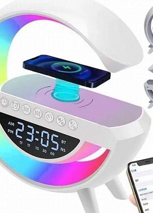 G-smart g-11 4-в-1 розумна лампа: rgb-світло, годинник, bt-динамік та qi-зарядка 15 вт