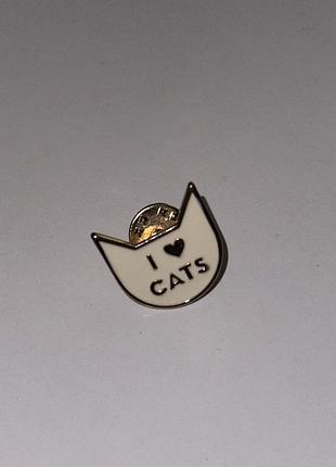 Брошка для жінок i love cats біла