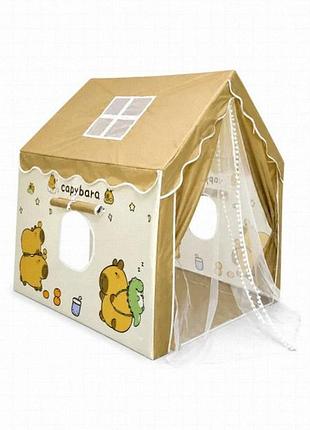 And 222 игровая палатка-замок для детей, коричневая, 120x100x130 см, с сетчатой дверью