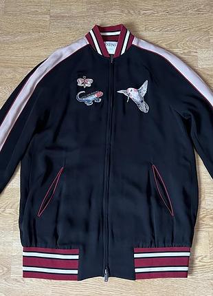Оригінальний шовковий бомбер valentino souvenir jacket (100% silk)