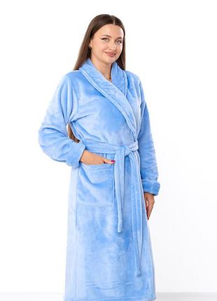 Жіночий махровий халат з поясом, зимовий велсофт, розмір 48-50, 52-54, 56-58