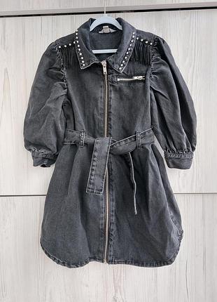 Брендова джинсова чорна сукня river island для дівчинки 18-24м