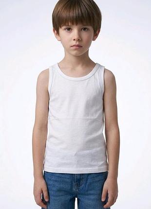 Детская белая майка для мальчика 122 (6-7 лет)