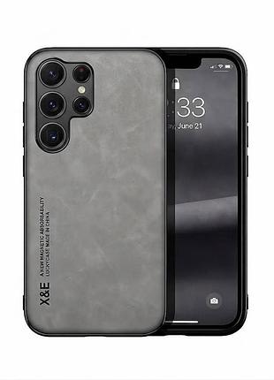Чехол накладка с текстурой кожи для samsung galaxy s25 ultra (grey / серый)