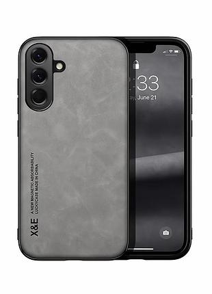 Чехол накладка с текстурой кожи для samsung galaxy s25 plus (grey / серый)