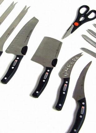 Набор кухонных ножей mibacle blade из 12 предметов с подставкой, профессиональная столовая утварь из нержавеющей стали
