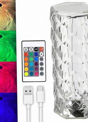 Настільна лампа «ромашка-роза» з пультом, rgb led нічник, зарядний акриловий декор