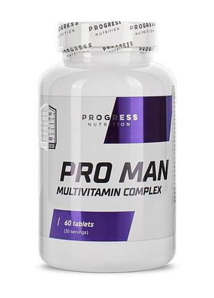 Вітаміни для чоловіків для імунітету, енергії і спортсменів progress nutrition pro man 60 таблеток