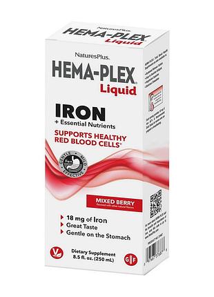 Железо жидкое (хелат, 18 мг на 10 мл) naturesplus hema-plex liquid iron 250 мл ягодный микс