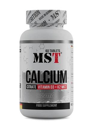 Кальций цитрат с d3 и k2 для костей, зубов, суставов, ногтей и волос mst calcium citrate vitamin d3 + k2 mk7 60 таблеток