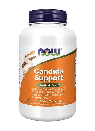Каприлова кислота з пау д'арко й орегано now candida support 180 вегетаріанських капсул