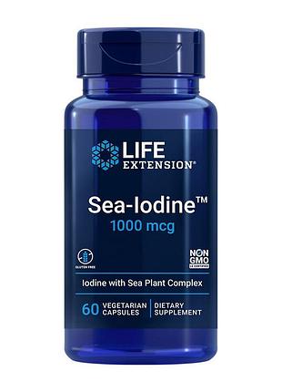 Йод з ламінарії (келп) з фукусом для жінок і щитовидної залози life extension sea-iodine 1000 mcg 60 вегетаріанських капсул