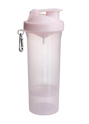 Шейкер узкий для протеина с контейнером для порошка smartshake slim 500 мл нежно-розовый