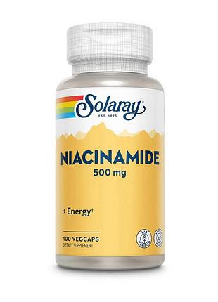 Ниацинамид (b3) 500 мг без приливов для кожи и волос solaray niacinamide 500 mg 100 вегетарианских капсул
