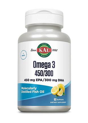 Омега-3 риб'ячий жир молекулярно дистильований для волосся і жінок kal omega 3 molecularly distilled fish oil 60 м'яких капсул