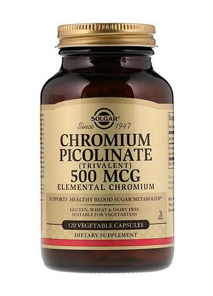Хром піколінат для чоловіків, жінок і схуднення solgar chromium picolinate 500 mcg 120 вегетаріанських капсул