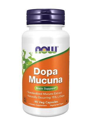Мукуна 800 мг (l-dopa 15%) для мозку now dopa mucuna 90 вегетаріанських капсул