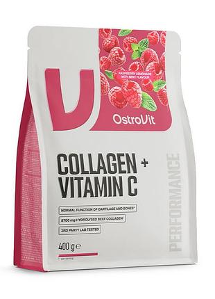 Коллаген говяжий гидролизованный с витамином c 500 мг для суставов ostrovit collagen + vitamin c 400 г малиновый лимонад с мятой