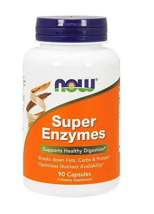 Ферменты для пищеварения с бычьей желчью и панкреатином now super enzymes 90 капсул