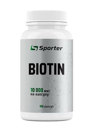 Биотин 10000 мкг для волос, ногтей, кожи, мужчин и женщин sporter biotin 10000 mcg 100 капсул