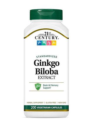 Гінкго білоба 60 мг (екстракт листя) для пам'яті, мозку і жінок 21st century ginkgo biloba extract 200 вегетаріанських капсул
