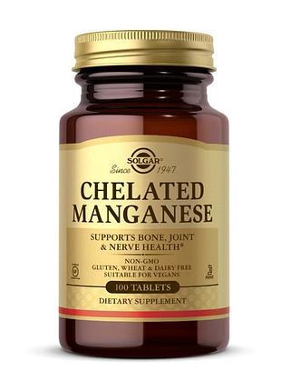 Марганець гліцинат (хелат) solgar chelated manganese 100 таблеток