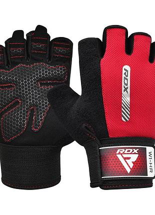 Перчатки для зала и фитнеса без пальцев с напульсником rdx w1 half красные xl