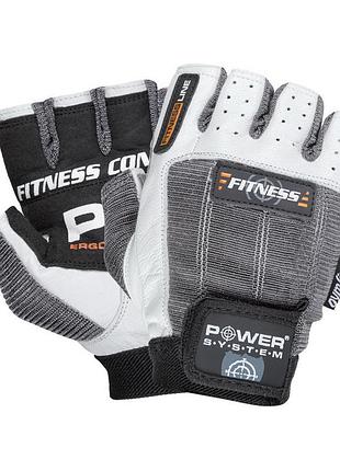 Перчатки для зала и фитнеса без пальцев power system fitness 2300 бело-серые l