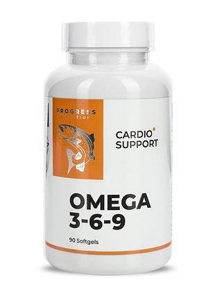 Омега 3-6-9 для волосся, жінок, чоловіків і серця progress nutrition omega 3-6-9 cardio support 90 м'яких капсул