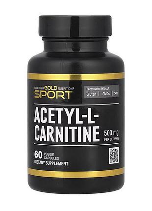 Ацетил-l-карнітин у капсулах для розумової працездатності california gold nutrition acetyl-l-carnitine 500 mg 60 капсул