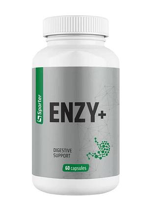 Ферменты для пищеварения комплекс digezyme, с лактазой sporter enzy+ 60 капсул