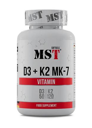 Витамин d3 2000 ме + k2 (mk-7) для взрослых, костей, мужчин, женщин и иммунитета mst vitamin d3 + k2 mk-7 60 мягких капсул