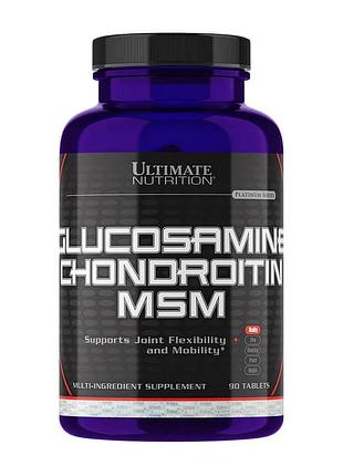 Хондропротектор: глюкозамін 1500 мг, хондроїтин і msm для суглобів ultimate nutrition glucosamine & chondroitin & msm 90 таблеток