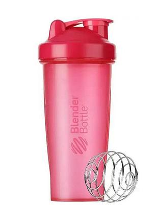 Шейкер для протеина с металлическим шариком-венчиком blender bottle classic 820 мл розовый