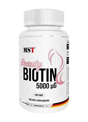 Биотин 5000 мкг для волос, ногтей, кожи, мужчин и женщин mst beauty biotin 5000 100 таблеток