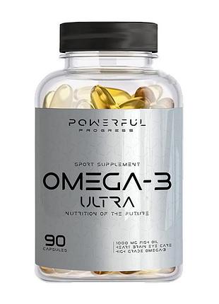 Омега-3 для волосся, жінок, чоловіків, суглобів, серця і мозку powerful progress omega 3 ultra 90 капсул