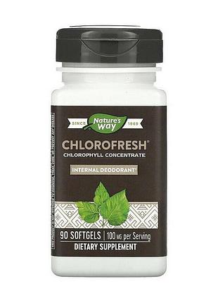 Хлорофіл у капсулах 50 мг для чоловіків, жінок і схуднення nature's way chlorofresh chlorophyll concentrate 90 м'яких капсул