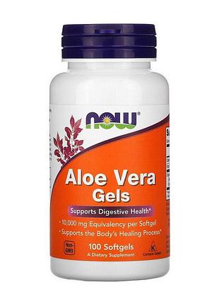 Алоэ вера в капсулах эквивалент 10000 мг геля для пищеварения now aloe vera gels 100 мягких капсул