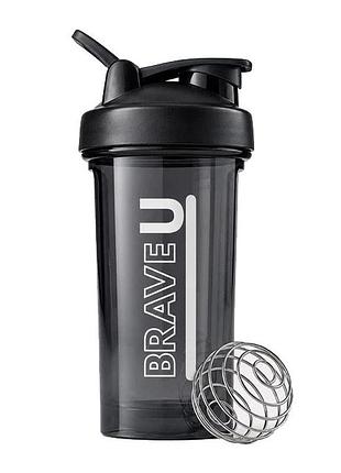 Шейкер для протеина и спортивного питания brave u shaker with metal ball 600 мл чёрный