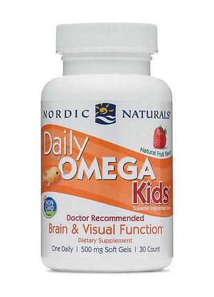 Омега-3 для детей жевательные капсулы (epa 170 мг, dha 120 мг) nordic naturals daily omega kids 30 мягких капсул фруктовый