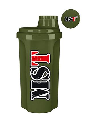 Шейкер для протеїну та спортивного харчування з кришкою на різьбі mst shaker 700 мл оливковий