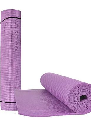 Килимок для йоги та фітнесу з ремінцем для перенесення powerplay yoga mat pp 4010 173×61×0,6 см рожевий