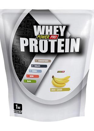 Сироватковий протеїн для росту м'язів і схуднення power pro whey protein +урсолова кислота 1 кг банановий