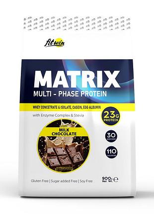 Комплексный протеин для роста мышц и похудения fitwin matrix multi-phase protein 900 г молочный шоколад