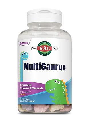 Вітаміни для дітей для імунітету kal multisaurus 90 жувальних таблеток ягоди, виноград, апельсин