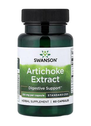 Екстракт артишоку 250 мг стандартизований для печінки swanson artichoke extract 250 mg 60 капсул