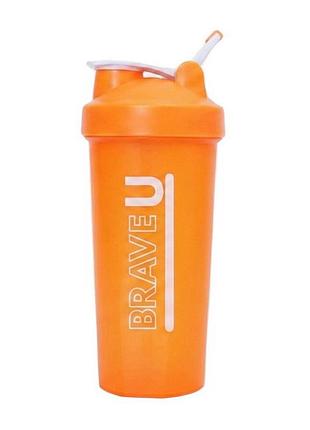 Шейкер для протеина и спортивного питания brave u shaker with metal ball 600 мл оранжевый