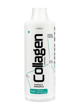 Коллаген морской питьевой жидкий без сахара для женщин и кожи progress nutrition fish collagen peptides liquid 1 л манго-ананас